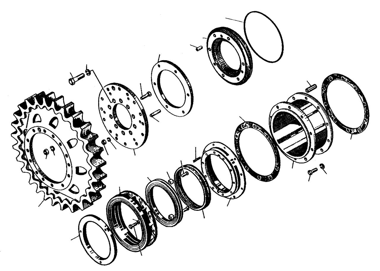 Детали бортовых редукторов (ведущее колесо, лабиринтное уплонение, проставка)